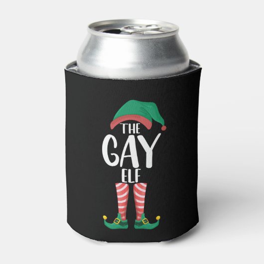 Gay Elf LGTBQ Matching Familie Kerstfeest Blikjeskoeler (Blikje Voorkant)