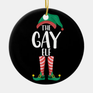 Gay Elf LGTBQ Matching Familie Kerstfeest Keramisch Ornament