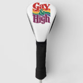 Gay en hoge retro LGBTQ Pride vlag Golfheadcover (Voorkant)