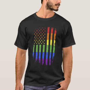 Gay en lesbische trots maand steun regenboog US Am T-shirt