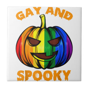Gay en spooky Halloween regenboog pompoen LGBTQ+ G Tegeltje