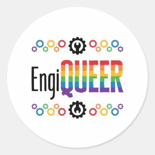 Gay Engineer Engineering Engiqueer Pride Month Ronde Sticker (Voorkant)