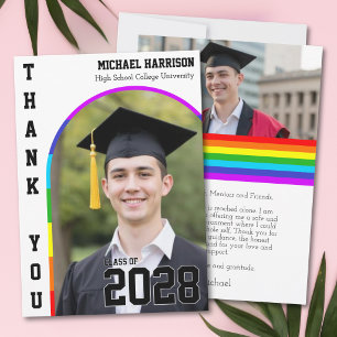 Gay Étudiant Fierté Arc-en-ciel Blanc Merci Grad