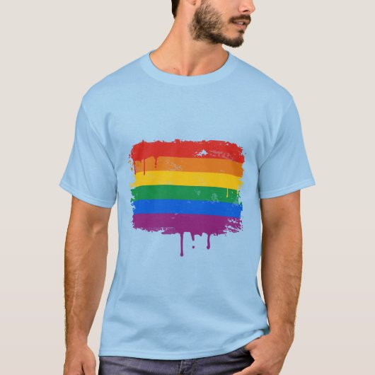 GAY FLAG DRIPPING T-SHIRT (Voorkant)
