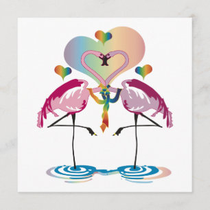 Gay Flamingos-uitnodigingen Kaart