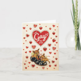 GAY FOR YOU - leuke, grappige retro Valentijn kaar Feestdagen Kaart