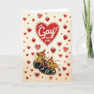 GAY FOR YOU - leuke, grappige retro Valentijn kaar Feestdagen Kaart