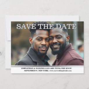 Gay foto save the date koppels bruiloft bewerkbaar kaart