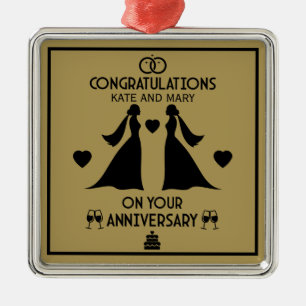 Gay Girls bruiloft Jubileum Metalen Ornament
