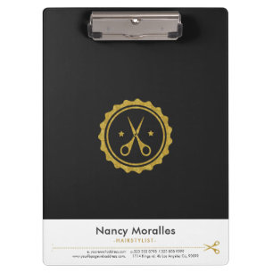 Gay Goud & Wit Haarstylist Schaar & Cirkellogboek Klembord