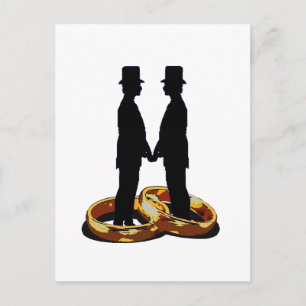 Gay Groom Gold Wedding Rings Marriage Art Briefkaart