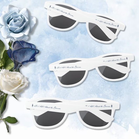 Gay Grooms Mariage Blue Roses lunettes de soleil