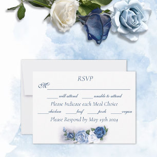 Gay Grooms Regency Blue Rozen RSVP Kaartje