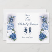 Gay Grooms Regency Blue Rozen Save The Date (Voorkant)