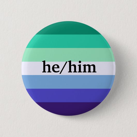 Gay He/Him pronoun pin Ronde Button 5,7 Cm (Voorkant)