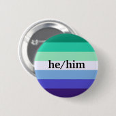 Gay He/Him pronoun pin Ronde Button 5,7 Cm (Voorkant /achterkant)