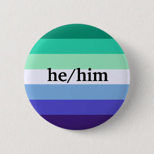Gay He/Him pronoun pin Ronde Button 5,7 Cm