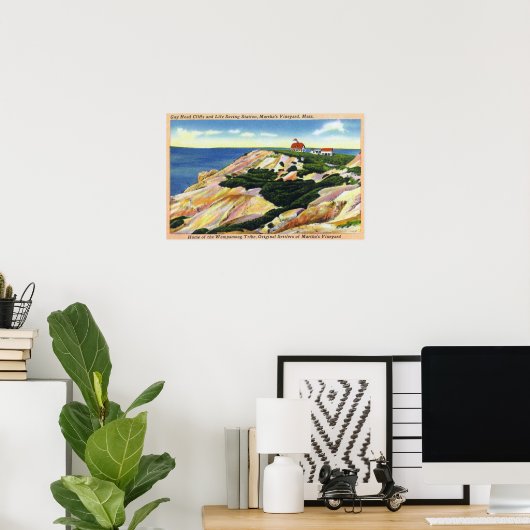Gay Head Cliffs and Life Saving Station Uitzicht Poster (Thuiskantoor)