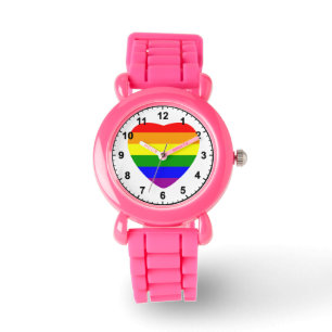 GAY Heart Shaped Rainbow Flag Horloge