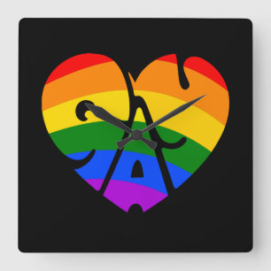 Gay Heart Vierkante Klok