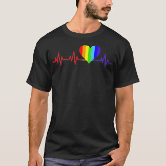 Gay Heartbeat Life Rainbow Pride Flag Gay Stu T-shirt