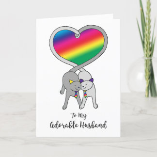 Gay Husband Jubileum Rainbow Cats Card Kaart