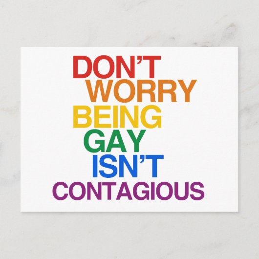 GAY IS NIET CONTAGIOUS BRIEFKAART (Voorkant)