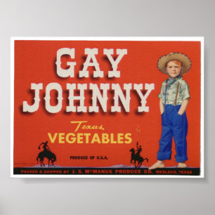 Gay Johnny  Old Vegetables Crate Labels AD Poster