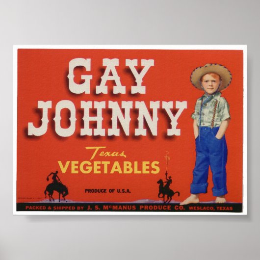 Gay Johnny  Old Vegetables Crate Labels AD Poster (Voorkant)