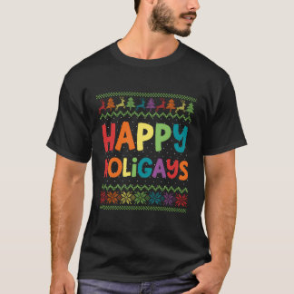 Gay Kerstmis Funny Lgbt Happy Holigays Rainbow Pa T-shirt