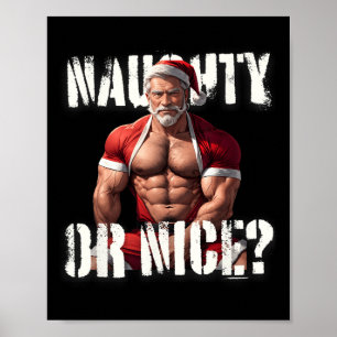 Gay Kerstmuscle Daddy Beer Aardige Kerstman Pride Poster