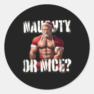 Gay Kerstmuscle Daddy Beer Aardige Kerstman Pride  Ronde Sticker