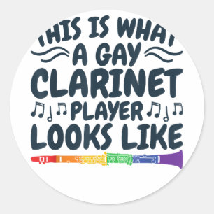 Gay Klarinet Speler LGBTQ Regenboog Instrument Ronde Sticker