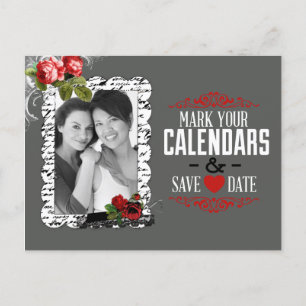 Gay Lesbian Chalkboard en Rozen Save the Date Aankondigingskaart