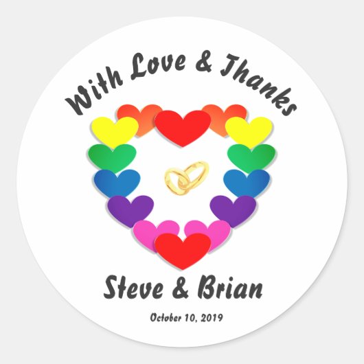 Gay Lesbian Custom Wedding Favoriser Stickers Rond (Devant)