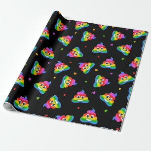 Gay lesbian rainbow poop emoji wrapping paper cadeaupapier