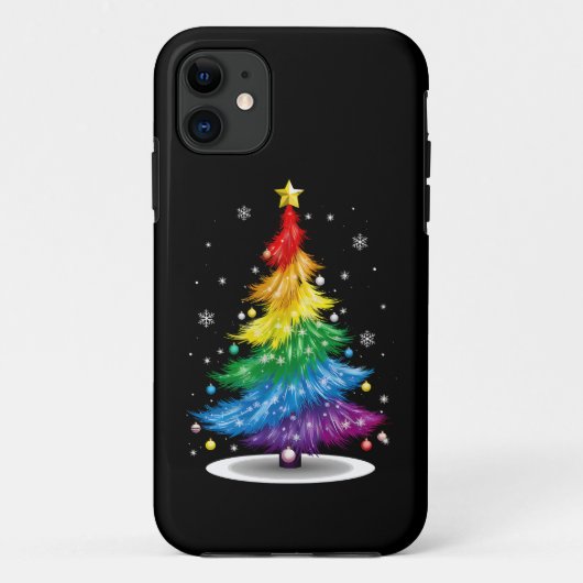 Gay LGBT Pride Rainbow Kerstboom Vrolijk Kerstfees Case-Mate iPhone Case (Achterkant)