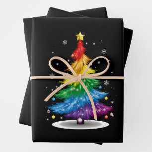 Gay LGBT Pride Rainbow Kerstboom Vrolijk Kerstfees Inpakpapier Vel