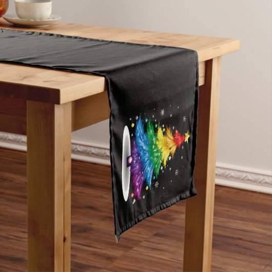 Gay LGBT Pride Rainbow Kerstboom Vrolijk Kerstfees Korte Tafelloper (Voorbeeld)