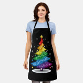 Gay LGBT Pride Rainbow Kerstboom Vrolijk Kerstfees Schort (Gedragen)