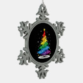 Gay LGBT Pride Rainbow Kerstboom Vrolijk Kerstfees Tin Sneeuwvlok Ornament (Links)