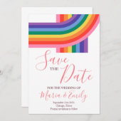 Gay LGBT Pride Rainbow Wedding Save The Date (Voorkant / Achterkant)