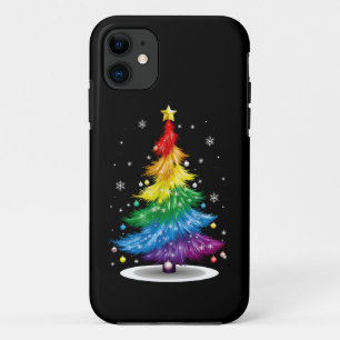 Gay LGBT Pride Regenboog Kerstboom Prettig Kerstfe iPhone 11 Hoesje