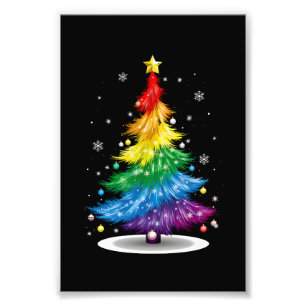 Gay LGBT Pride Regenboog Kerstboom Prettig Kerstfe Foto Afdruk
