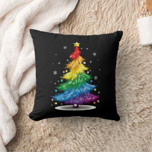 Gay LGBT Pride Regenboog Kerstboom Prettig Kerstfe Kussen