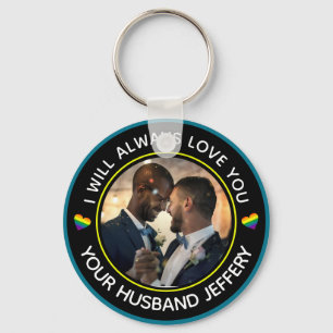 Gay LGBTQ Photo Wedding Couple Personaliseren Sleutelhanger