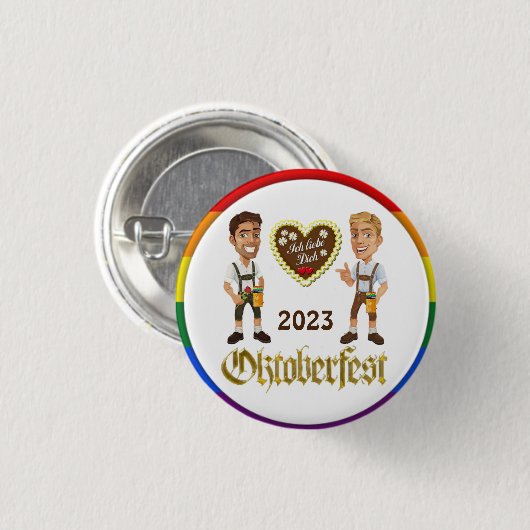 Gay LGBTQIA+ Oktoberfest 2023 Gay Pin Button (Voorkant /achterkant)