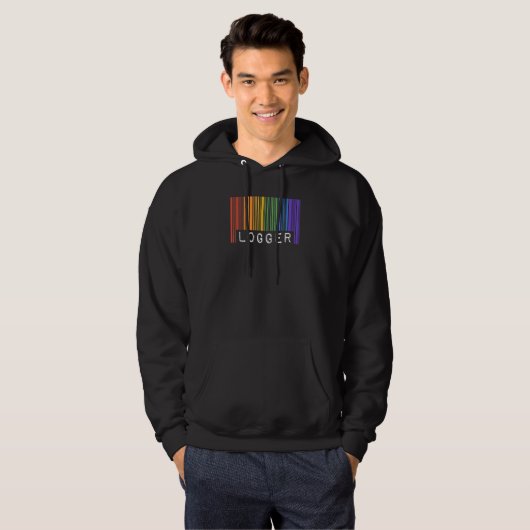 Gay Logger Pride Flag Barcode Queer Rainbow LGBTQ Hoodie (Voorkant volledig)