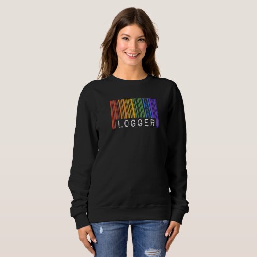 Gay Logger Pride Flag Barcode Queer Rainbow LGBTQ Trui (Voorkant volledig)