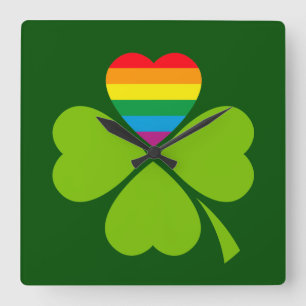Gay Lucky Clover Vierkante Klok